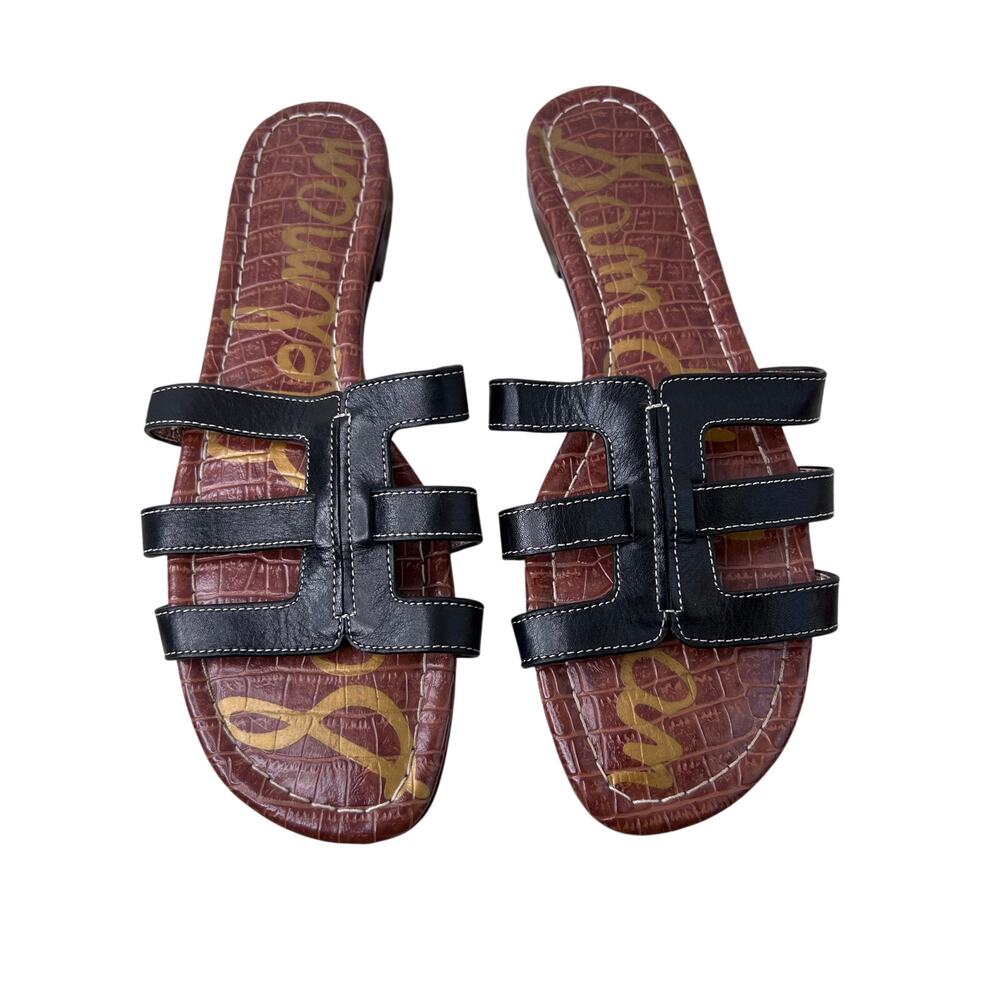 Sam Edelman Berit Cutout Slide Sandal in Black Leather Strappy Casual Summer 9.5 - Picture 9 of 13